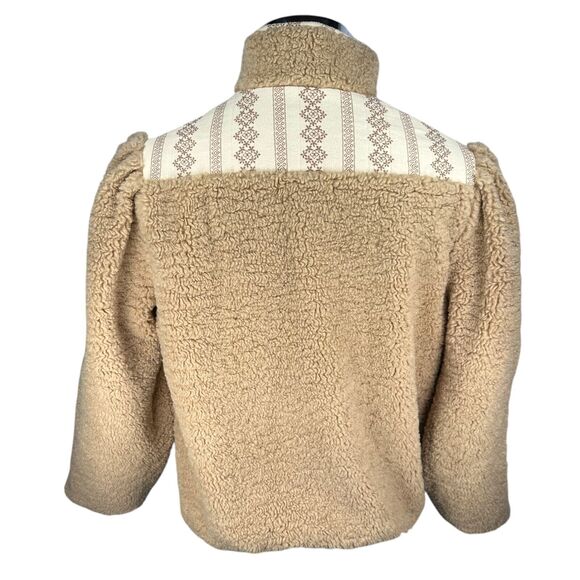 Driftwood Fleece Sherpa Jacket Women’s Large Beige 1/4 Aztec Geometric Pullover - Picture 5 of 9